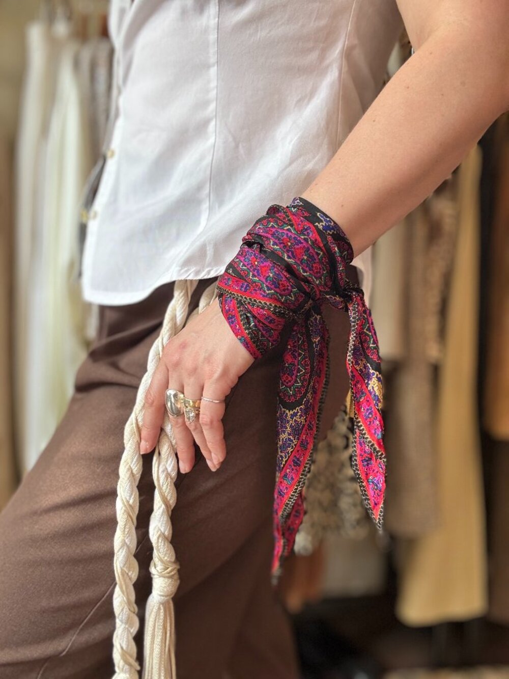Vintage Silk Paisley Ascot Style Scarf